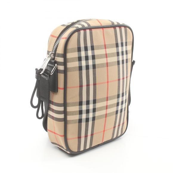 Burberry Check Shoulder Bag Leather Beige Black Multicolor - Picture 2 of 5